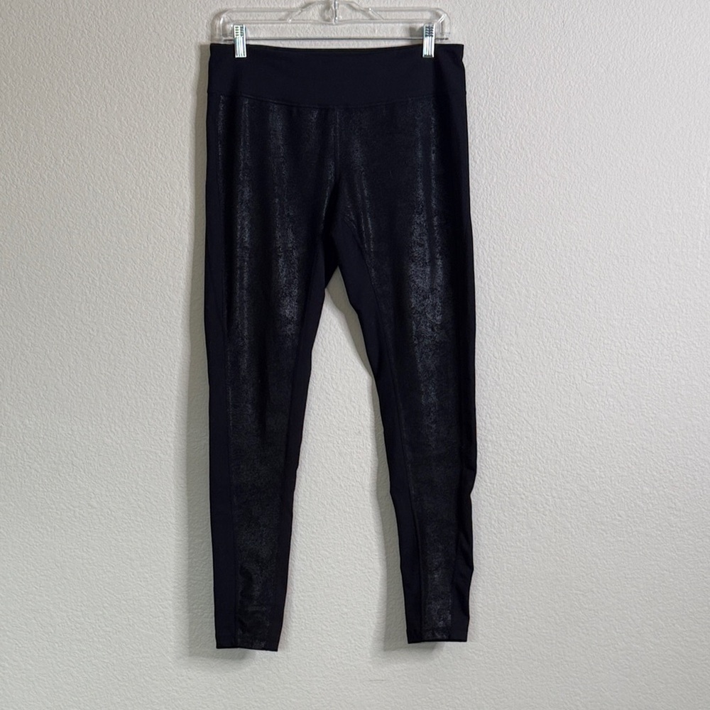 Zella leggings black shiny women’s large VGUC